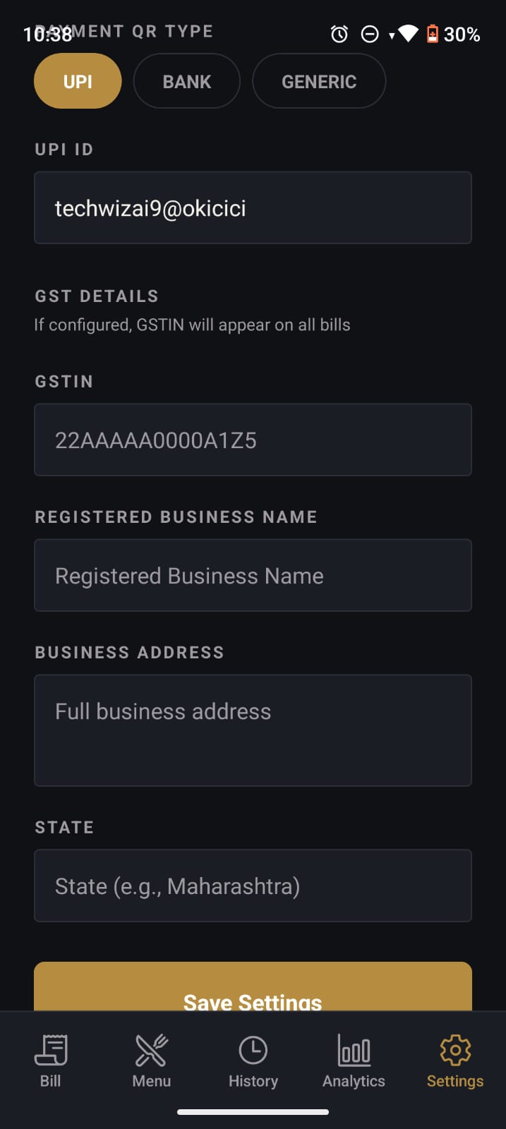 UPI Settings